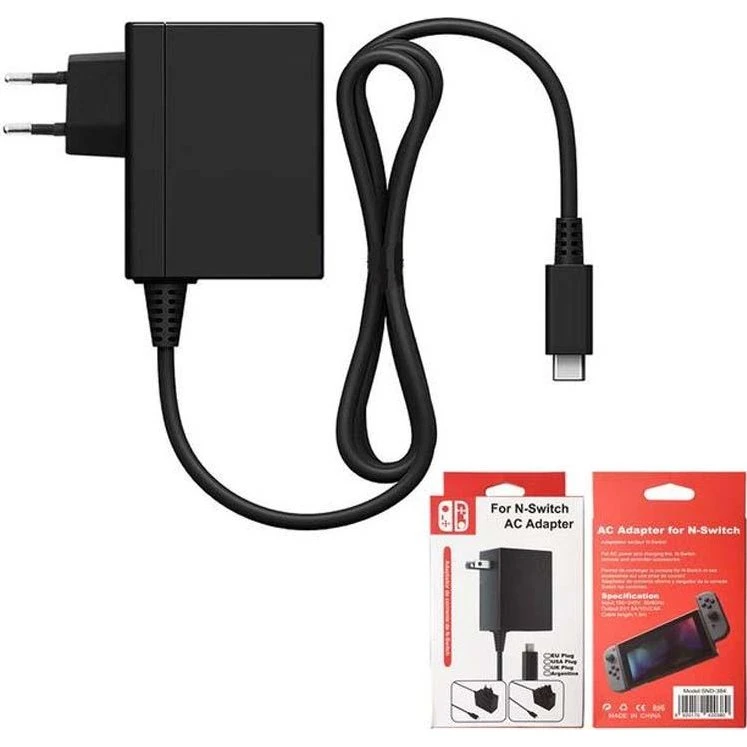 EU AC Adapter kompatibel med Nintendo Switch, Lite og OLED