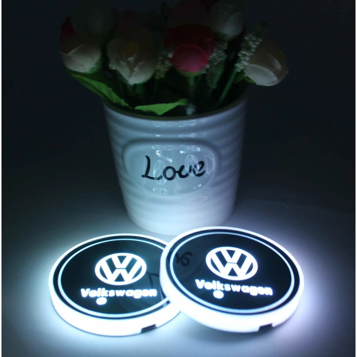 2X Volkswagen LED-bundplader til kopholdere med RGB-lys