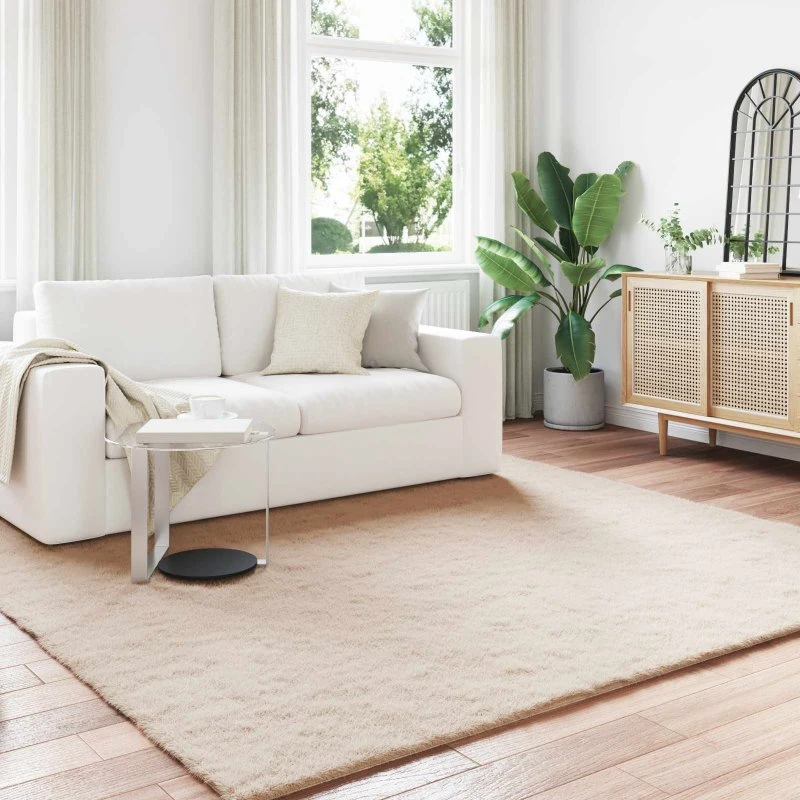 Faux Kaninpels Tæppe 200x200 cm, Gråbrun