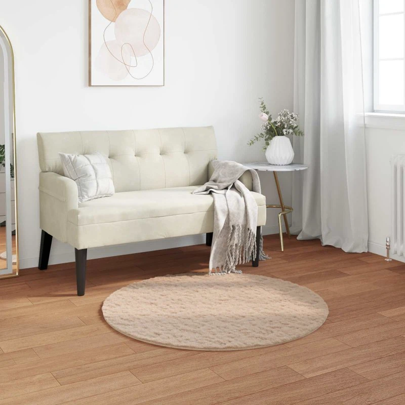 Faux kaninpels rundt tæppe Ø80 cm – Olite gråbrun