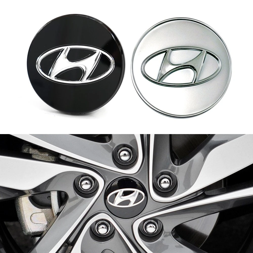 Hyundai Centerkapsler til fælge - 4-pak - 60mm - Sort