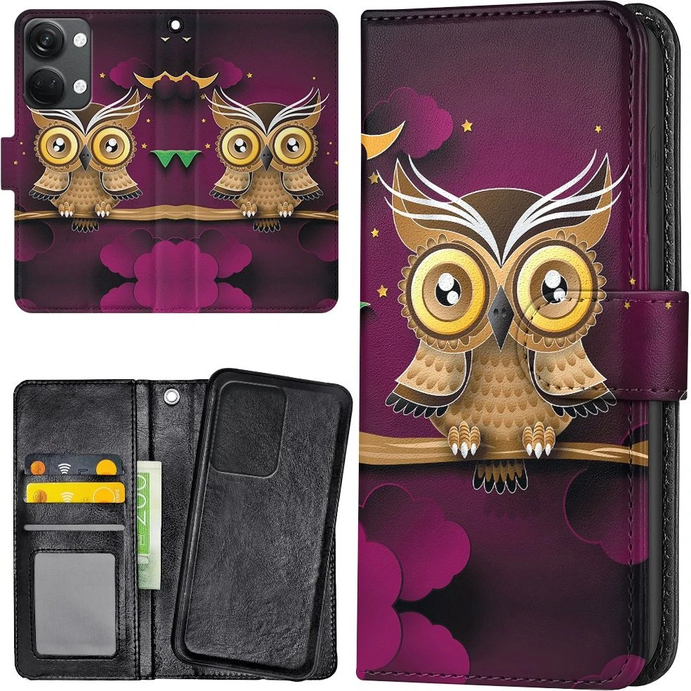OnePlus Nord 3 5G Etui med kortholder - Lysbrun Ugle