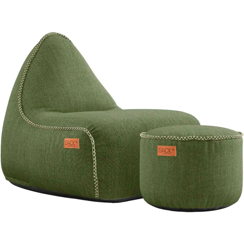SACKit Cobana Lounge Chair og Pouf - Kirra Olive