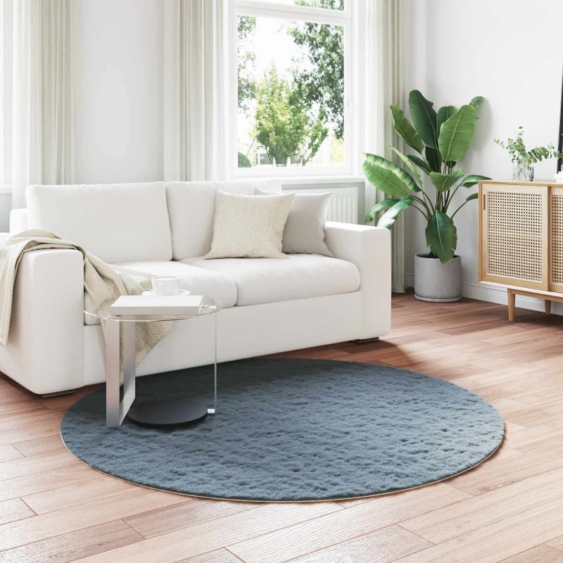 Fusk kaninpels tæppe Ø160 cm - Antracit (polyester)