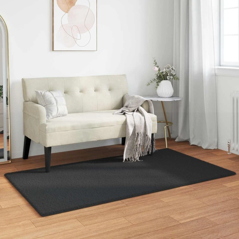 Faux kaninpels tæppe Olite 80x150 cm - Sort