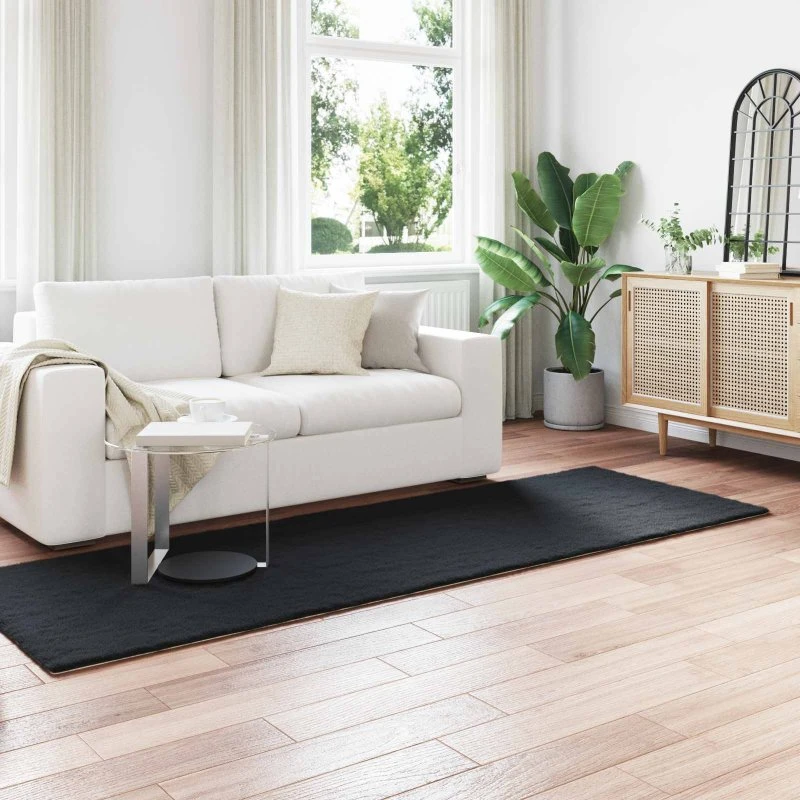 Faux kaninpels tæppe Olite 80x250 cm - Sort