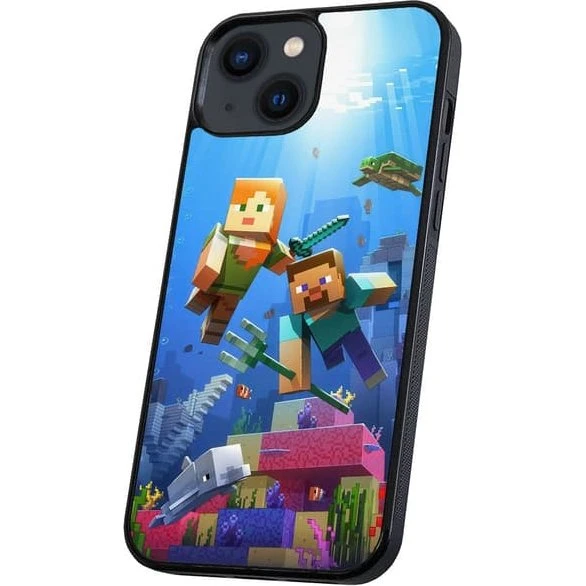 Minecraft Mobilcover til iPhone 13 - Sort