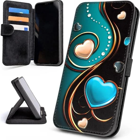 Samsung Galaxy A17 5G Etui med Hjerter og Kortholder