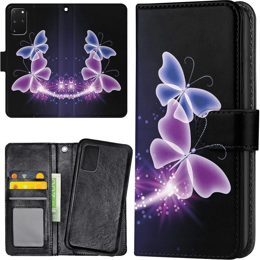 Samsung Galaxy S20 FE Mobilcover med Pung - Lilla Sommerfugle