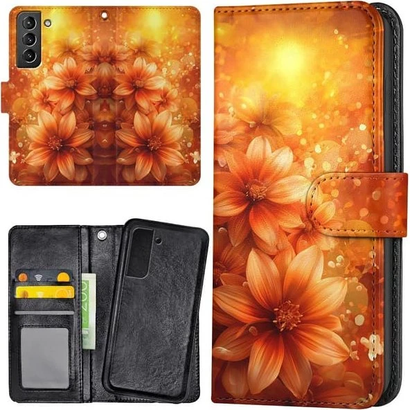 Samsung Galaxy S21 Plus Mobilcover med blomsterprint og pung