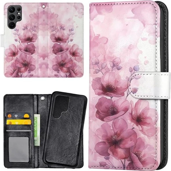 Samsung Galaxy S23 Ultra Pungetui med blomsterprint