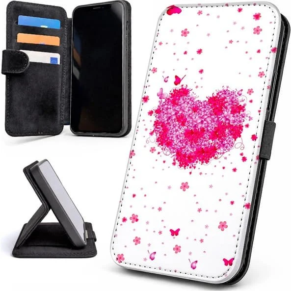 Samsung Galaxy S23 Mobilcover med Blomsterhjerte & Kortholder