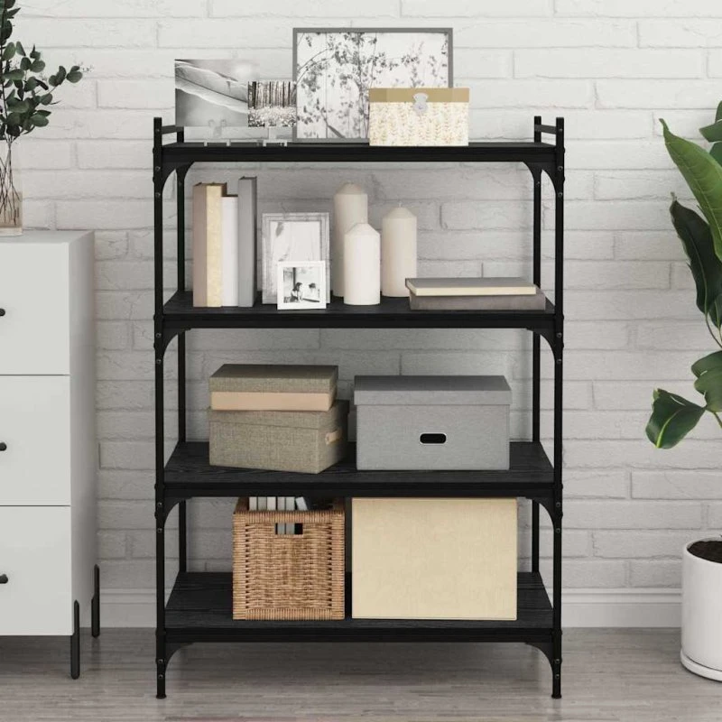 Boghylde-brætter 4 stk. 80x40x1,5 cm - Sort, konstrueret træ