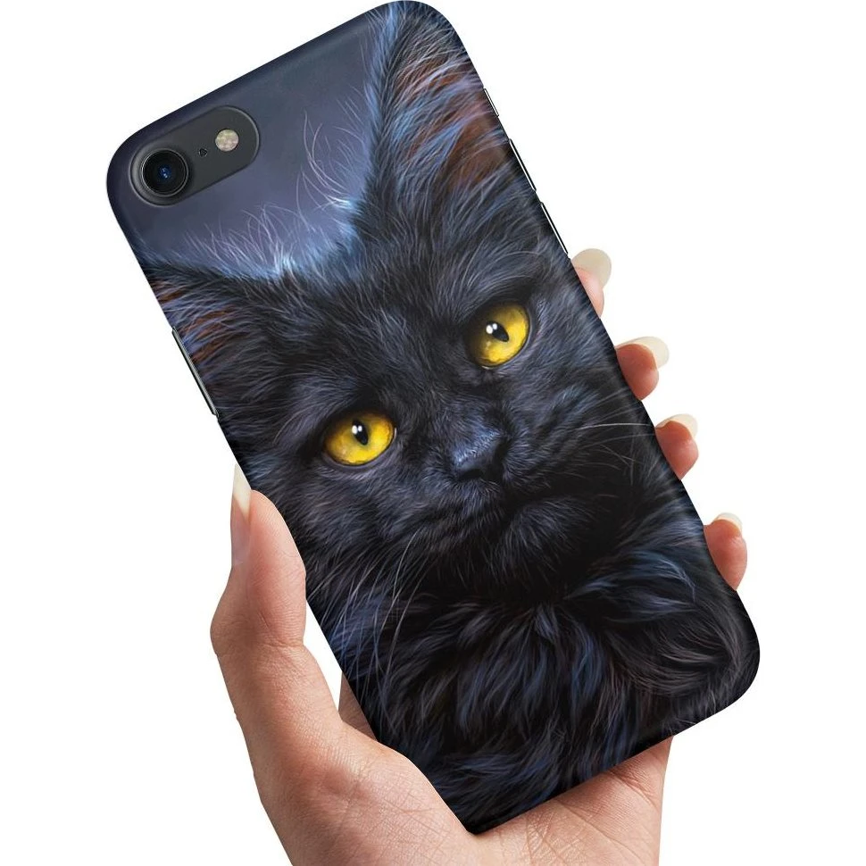 Sort Kat Mobilcover til iPhone 7, 8 & SE