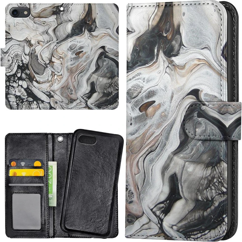 iPhone 7/8/SE Mobilcover med Pung i Marmor-design