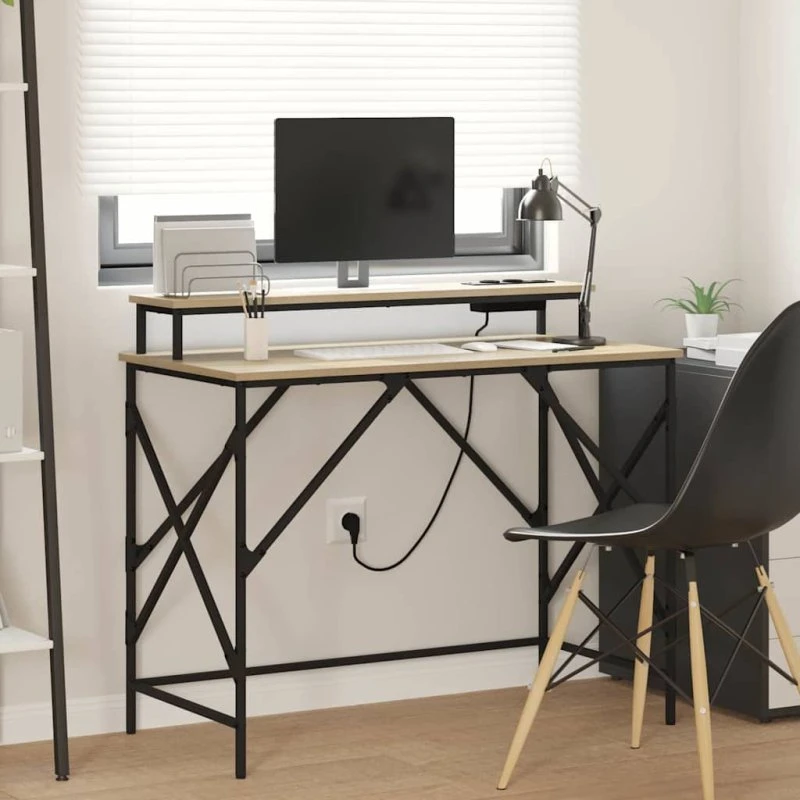 Skrivebord med hylde Sonoma eg 100x50x86,5 cm