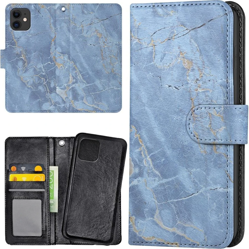 iPhone 11 Mobilcover med kortholder i marmor-design