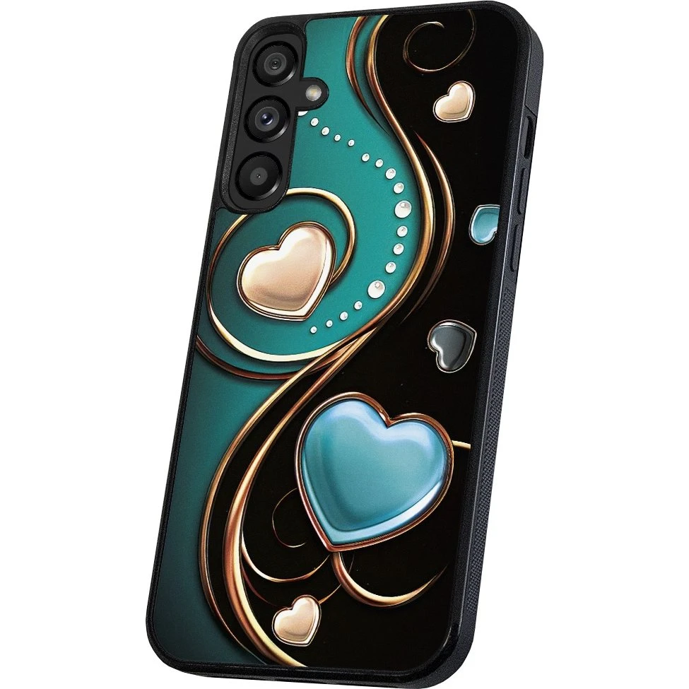 Samsung Galaxy S24 Cover med Hjerter - Sort