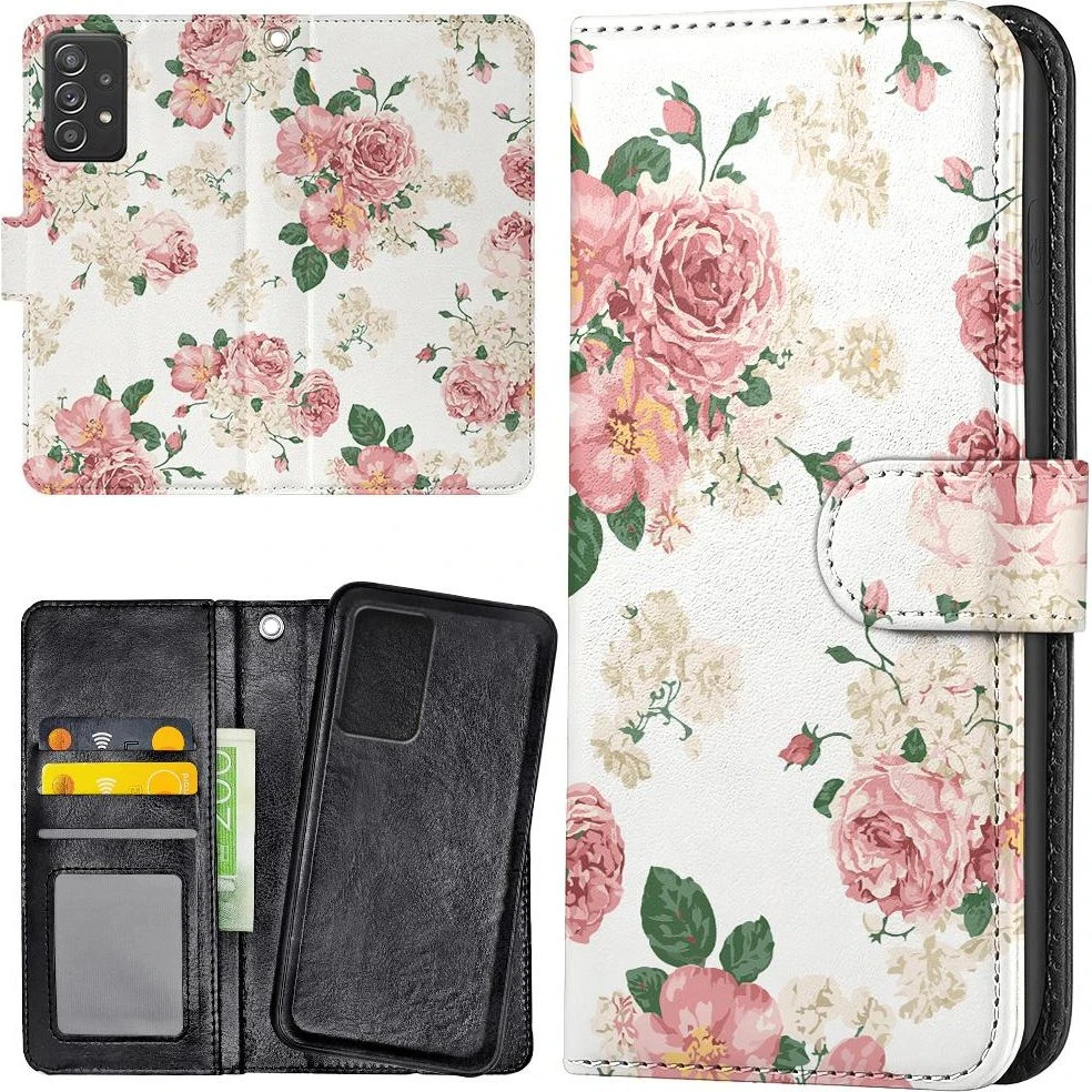 Samsung Galaxy A53 5G Cover med Retro Blomster & Pungetui
