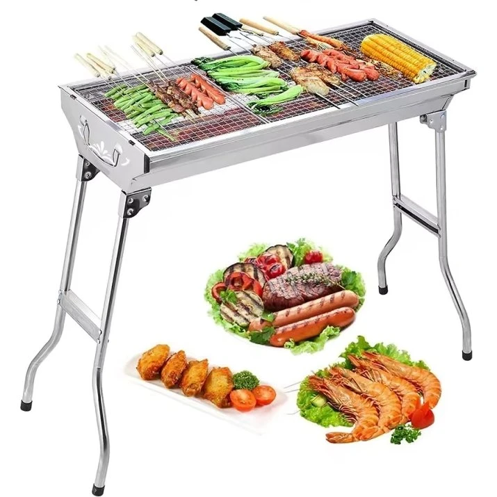 Sammenklappelig BBQ Grill i Rustfrit Stål – Bærbar Kulgrill