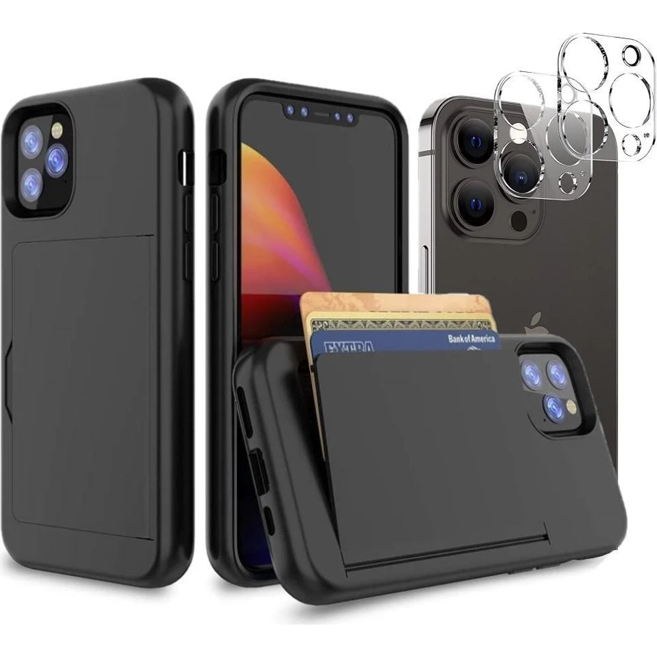 iPhone 14 Plus kortholder-etui med stødabsorbering & linsebeskyttelse