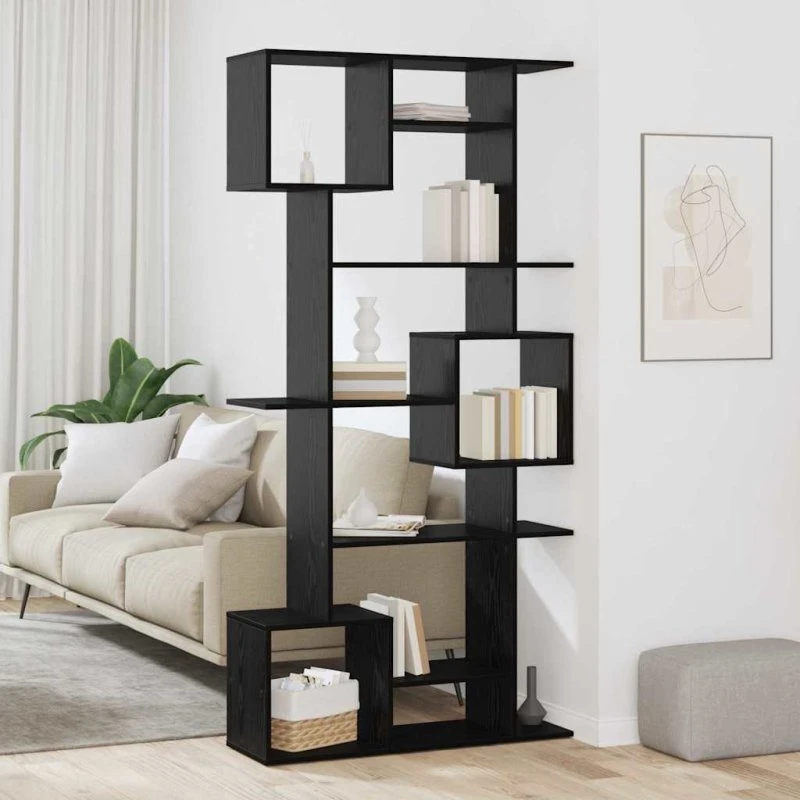 Bogskab i sort eg 92x29x188 cm – moderne reol