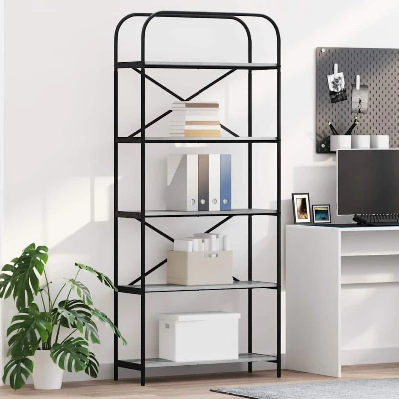 Bogreol Grå Sonoma 80x30x183 cm - Konstrueret træ