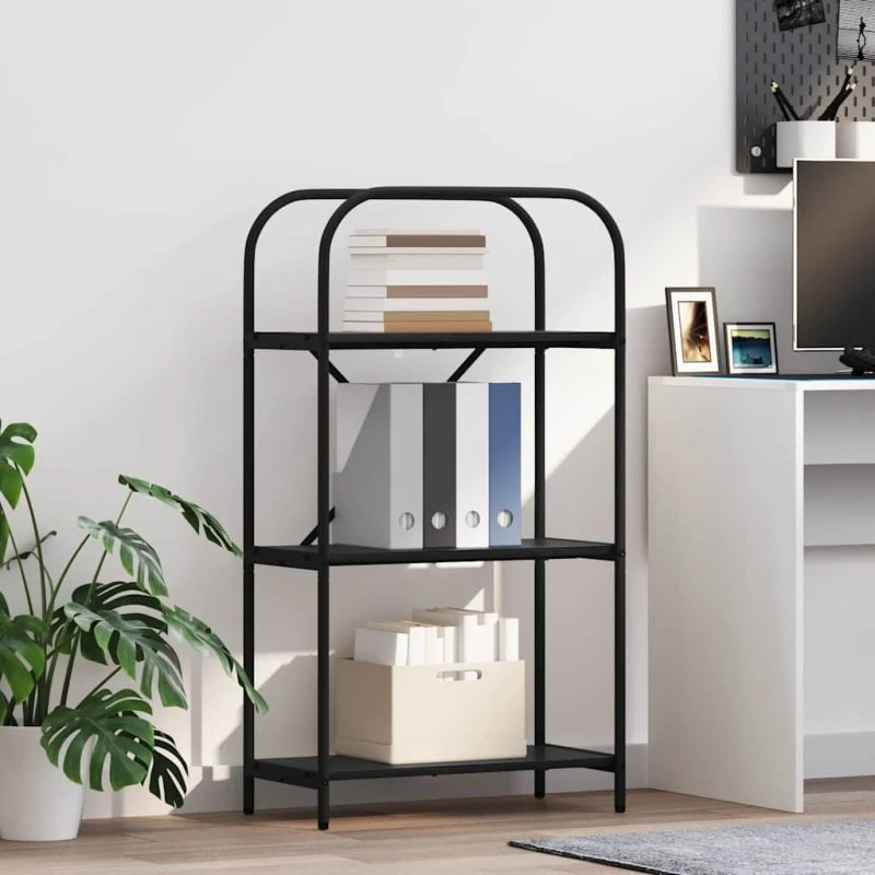 Bogreol Sort eg 60x30x109 cm – Konstrueret træ