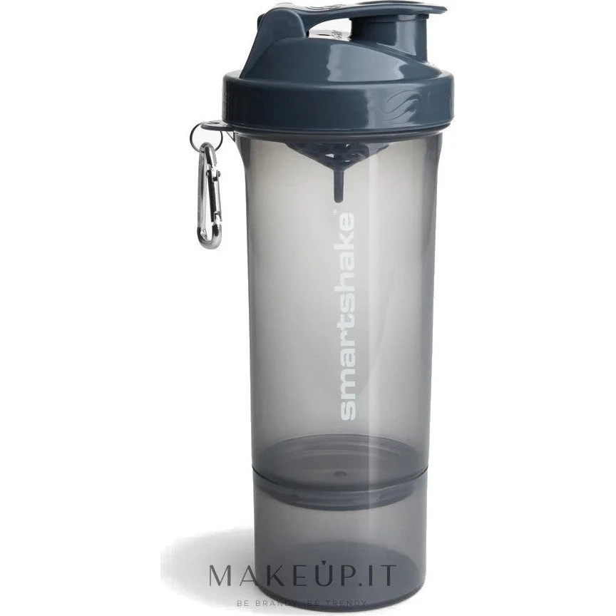 SmartShake Slim Sportsshaker med bakke, 800 ml - Stormy Gray