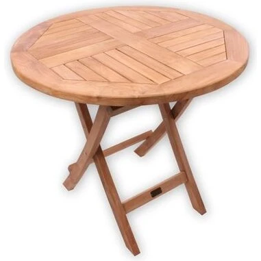 Prag Teak Havebord Ø 80 cm, foldbart kerne-teak