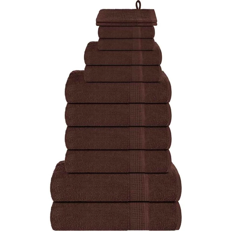 12-delt FROGN håndklædesæt, brun 360 gsm