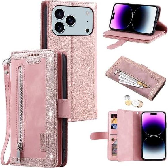 iPhone 17 Pro Max Etui med Lynlåslomme og 9 Kortlommer