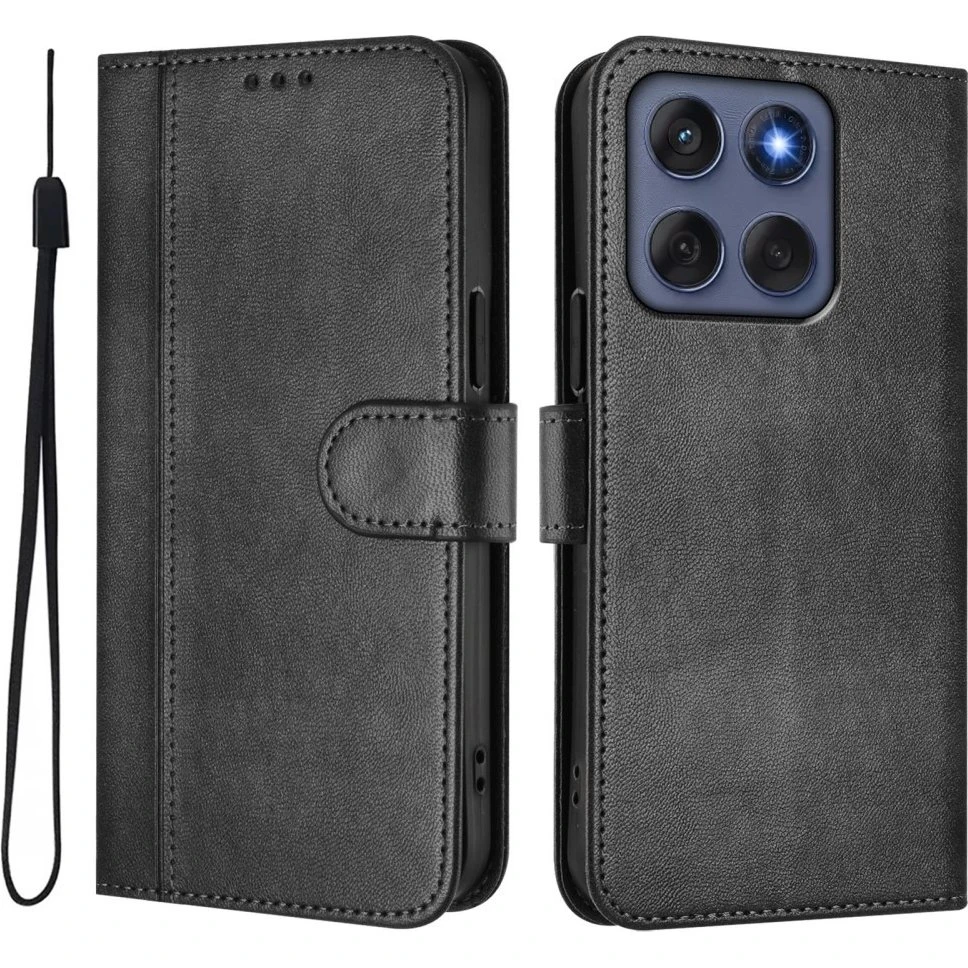 Motorola Edge 60 5G / 60 Fusion Etui Pung med Retrostruktur - Sort