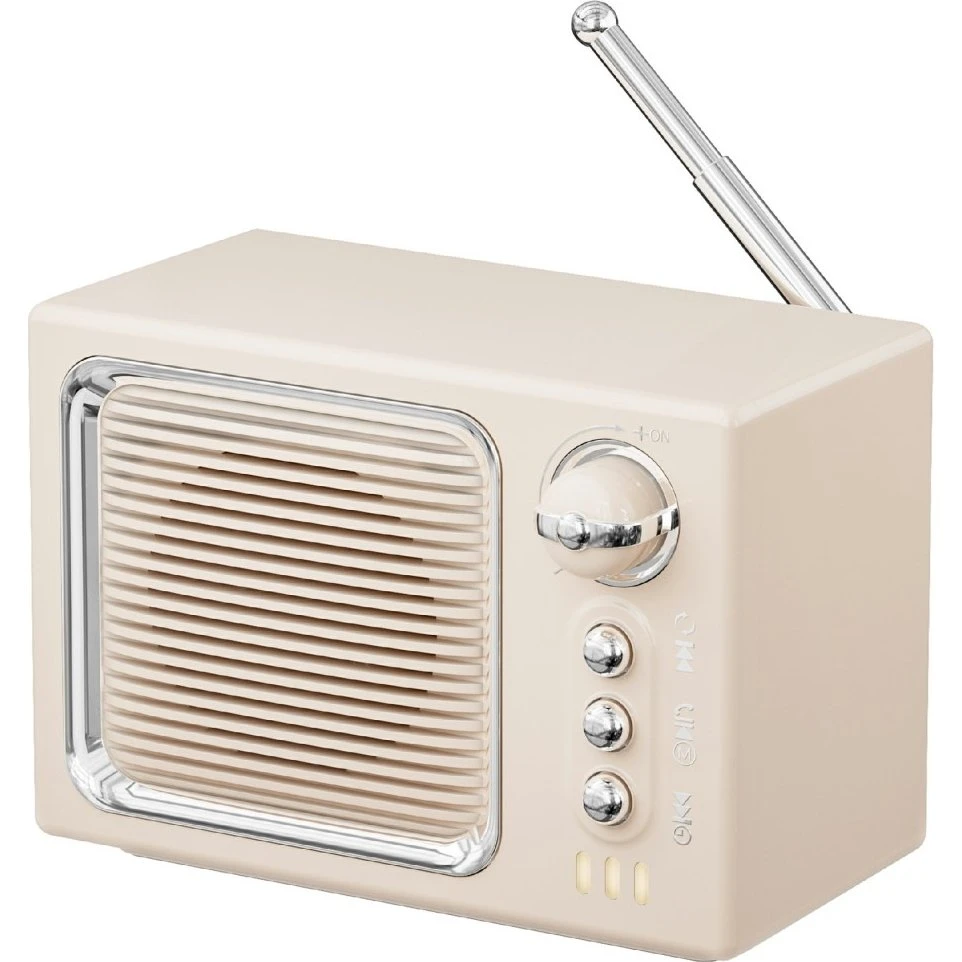 BT 5.0 Retro Mini TV White Noise Speaker med FM-radio - Beige