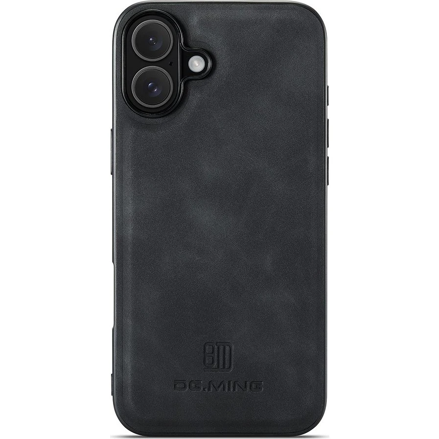 DG MING iPhone 17 Premium PU-læder Hybrid Cover - Sort