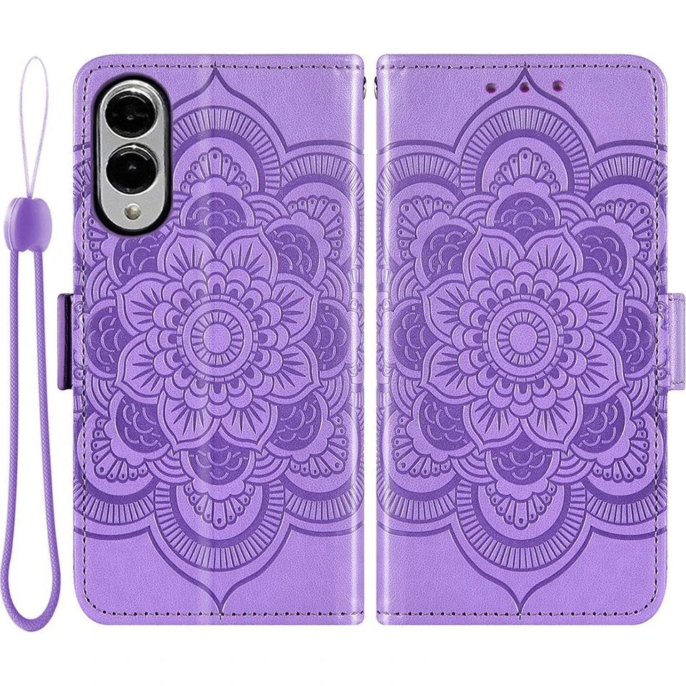 SKALO Samsung S25 Edge Mandala Blomst Flip Cover - Lilla