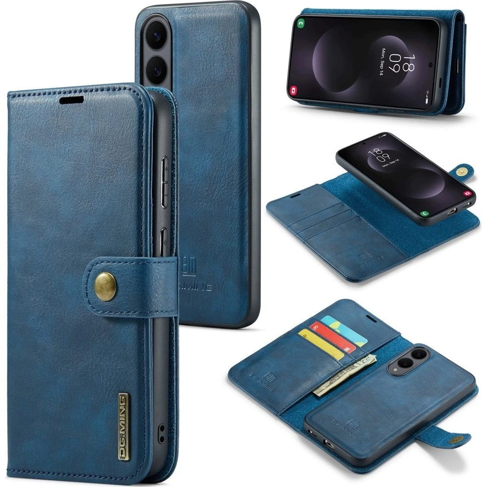 DG MING Samsung S25 Edge 2-i-1 Magnet Flip Cover - Blå
