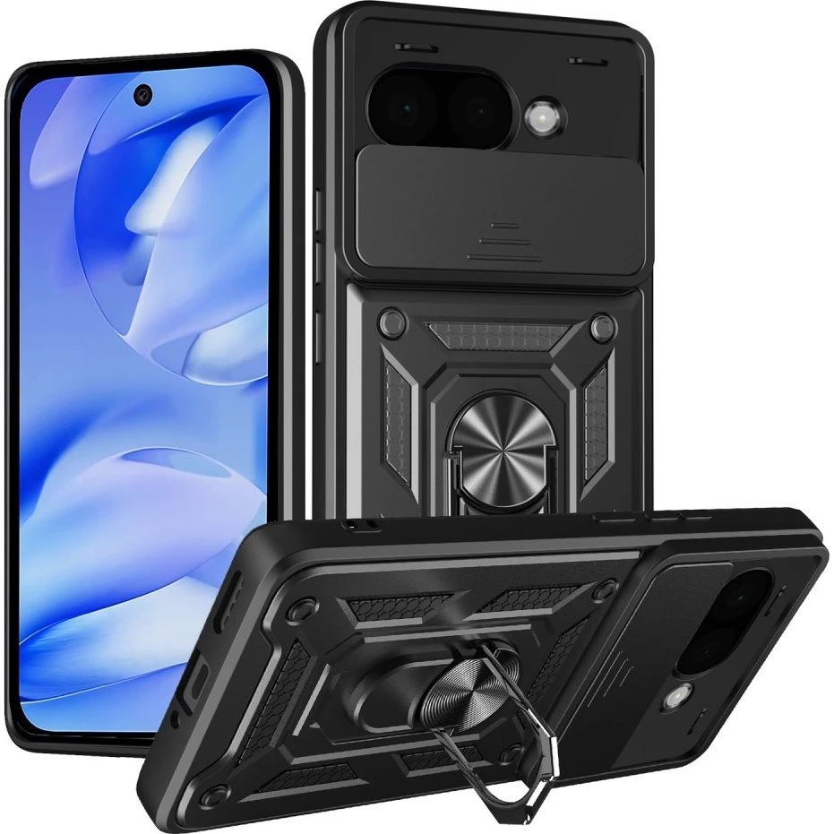 SKALO Google Pixel 9a Armor Metallring Cover - Sort