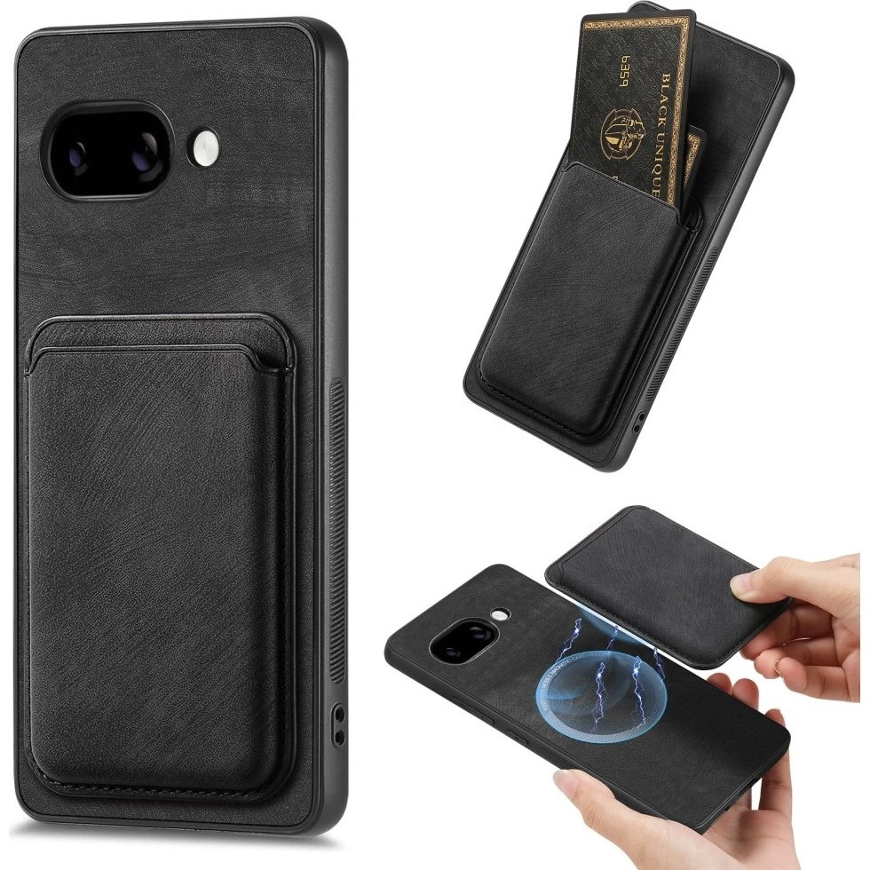 SKALO Google Pixel 9a PU-læder Magnetisk Kortholder Cover - Sort