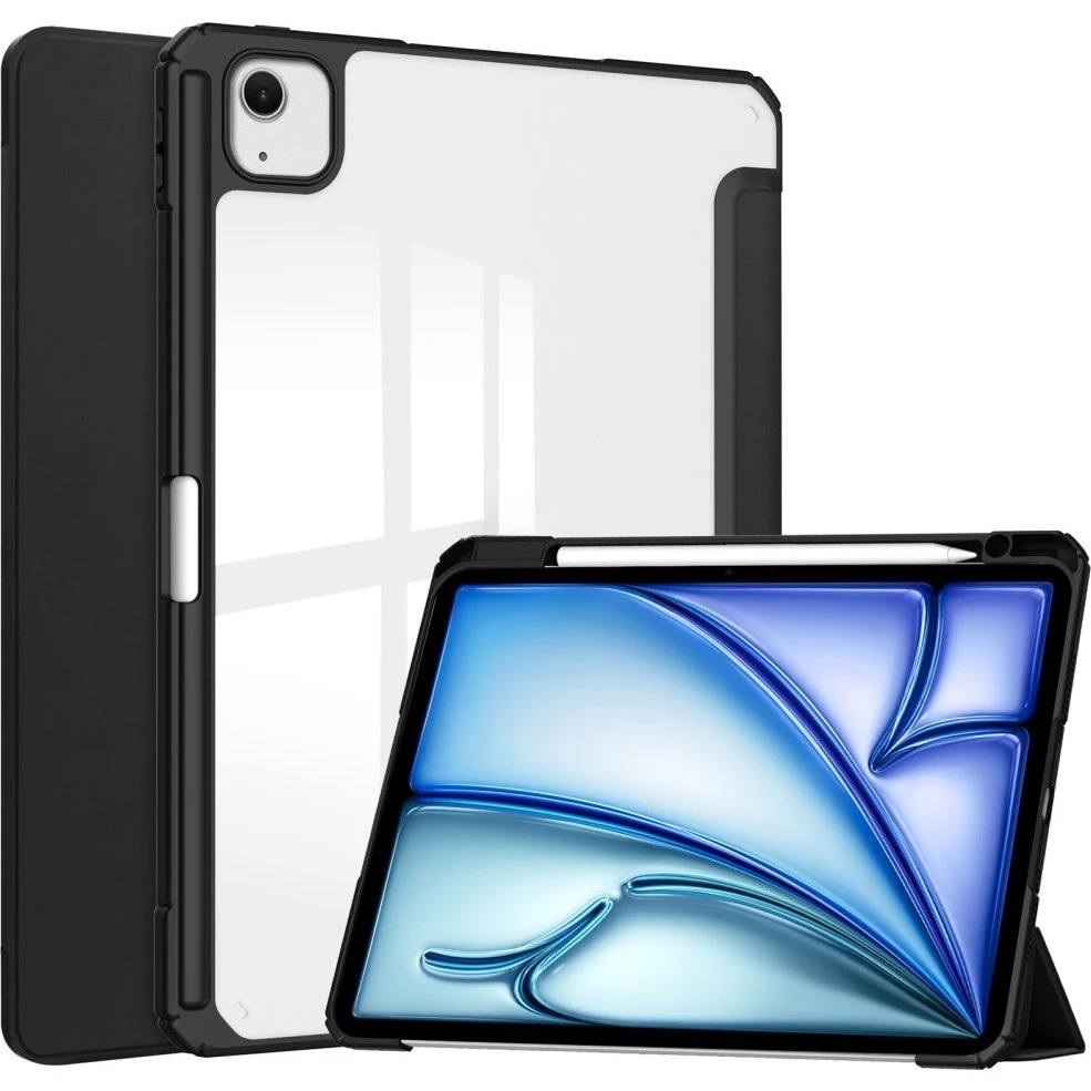 SKALO iPad Air 13 (2025) Trifold Etui med gennemsigtig bagside - Sort