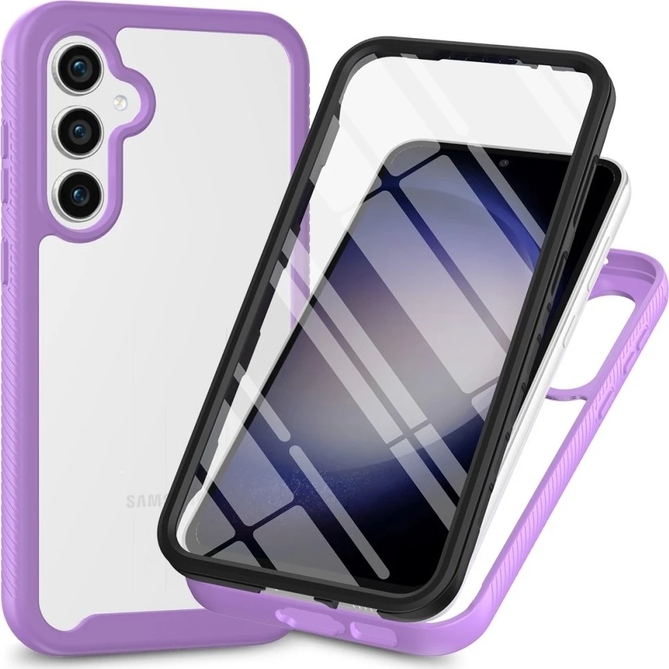 SKALO Samsung A56 5G Shockproof Clear Hybrid Cover - Lilla