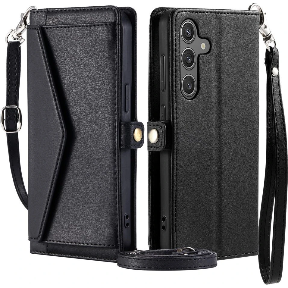 SKALO Samsung A56 5G PU-Læder Envelope Flip Cover - Sort