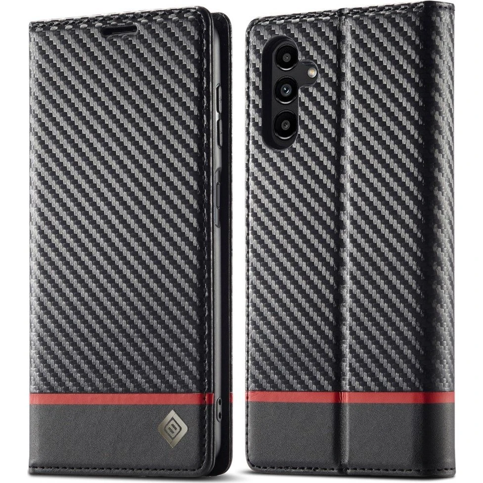 SKALO Samsung A56 5G LC.IMEEKE Carbon Fiber Flip Cover - Sort