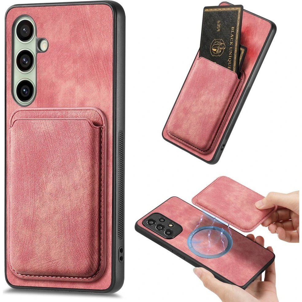SKALO Samsung A56 5G Magnetisk Kortholder Cover - Pink