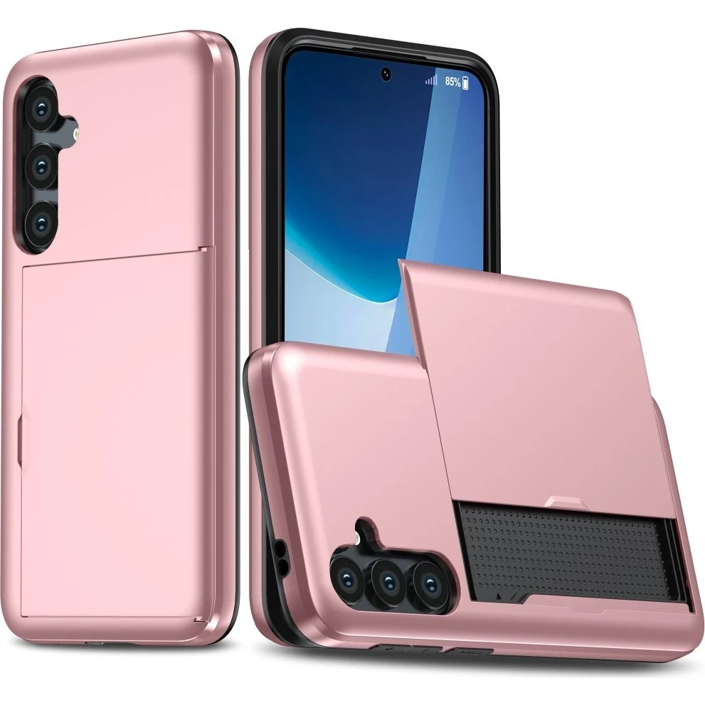 SKALO Samsung A56 5G Armor Kortholder Cover - Rosa guld