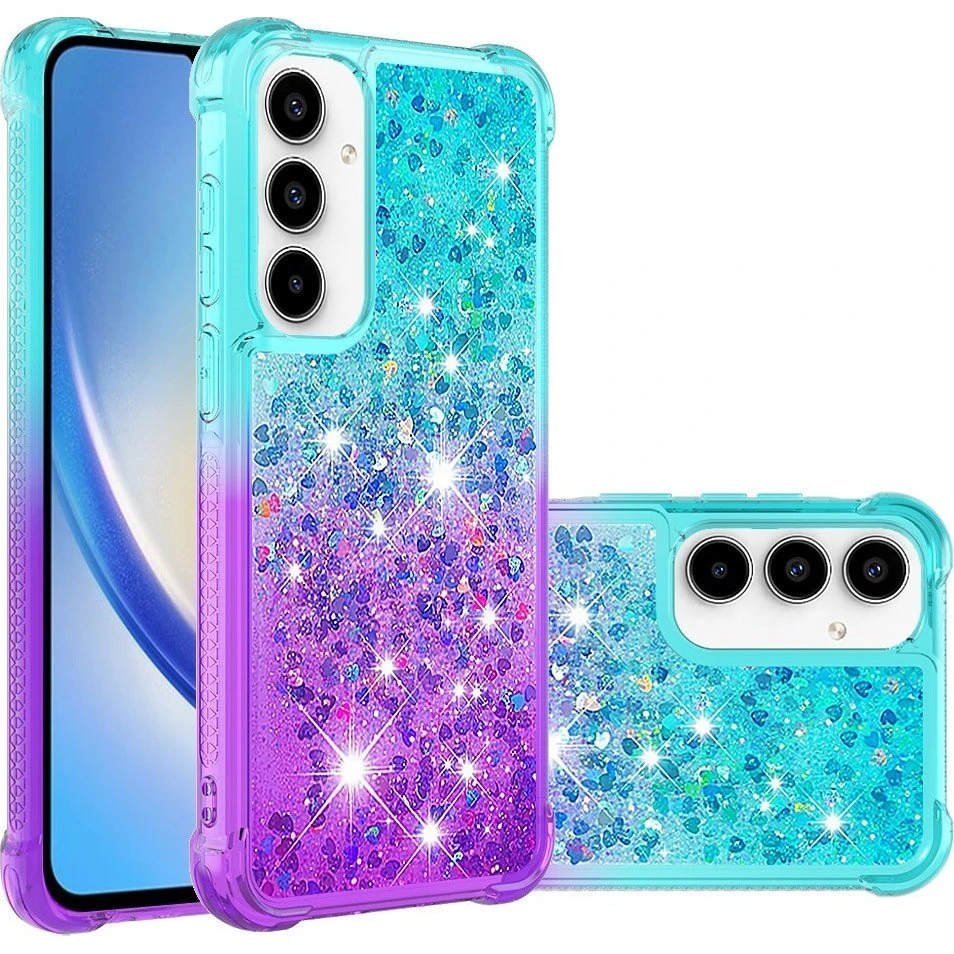 SKALO Samsung A36 5G Kviksand Glitter Cover - Turkis-Lilla