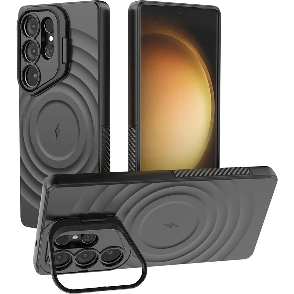 SKALO Samsung S25 Ultra Ripple Texture Cover - Sort