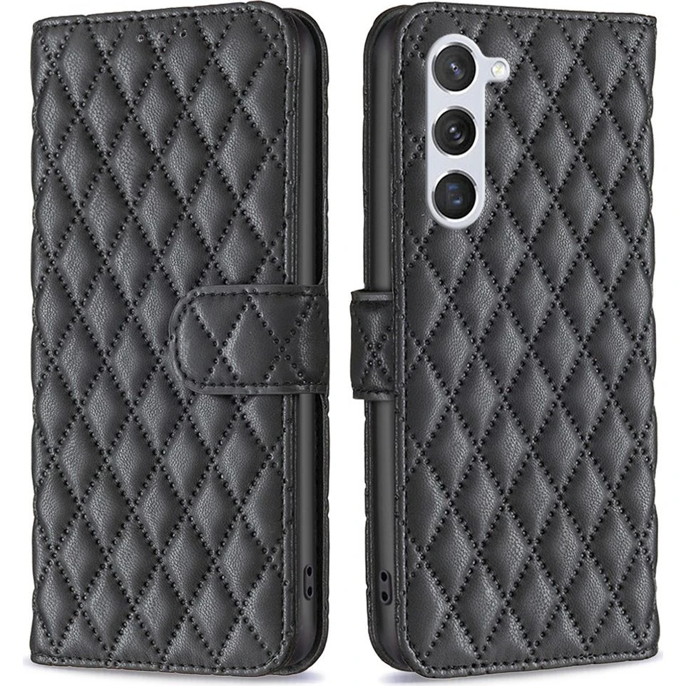SKALO Samsung S25 BINFEN Quiltet Flip Cover - Sort