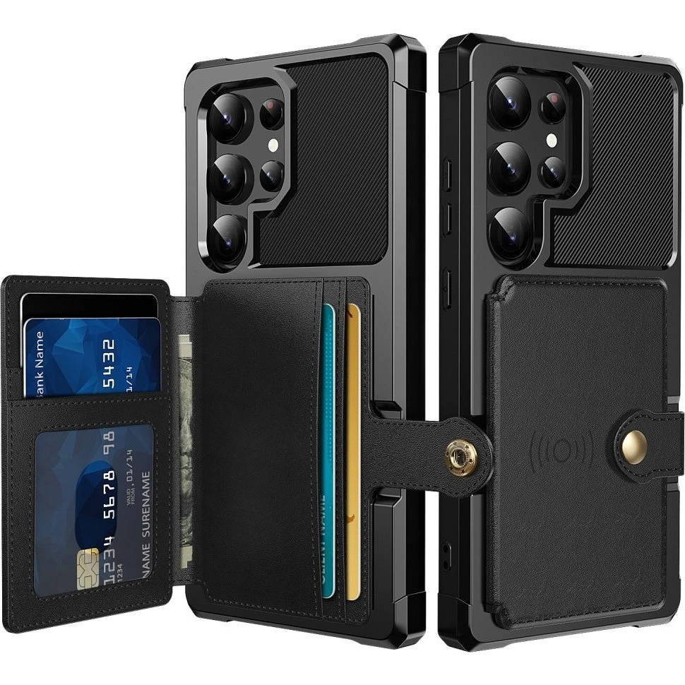 SKALO Samsung S25 Ultra Cover med Pung - Sort