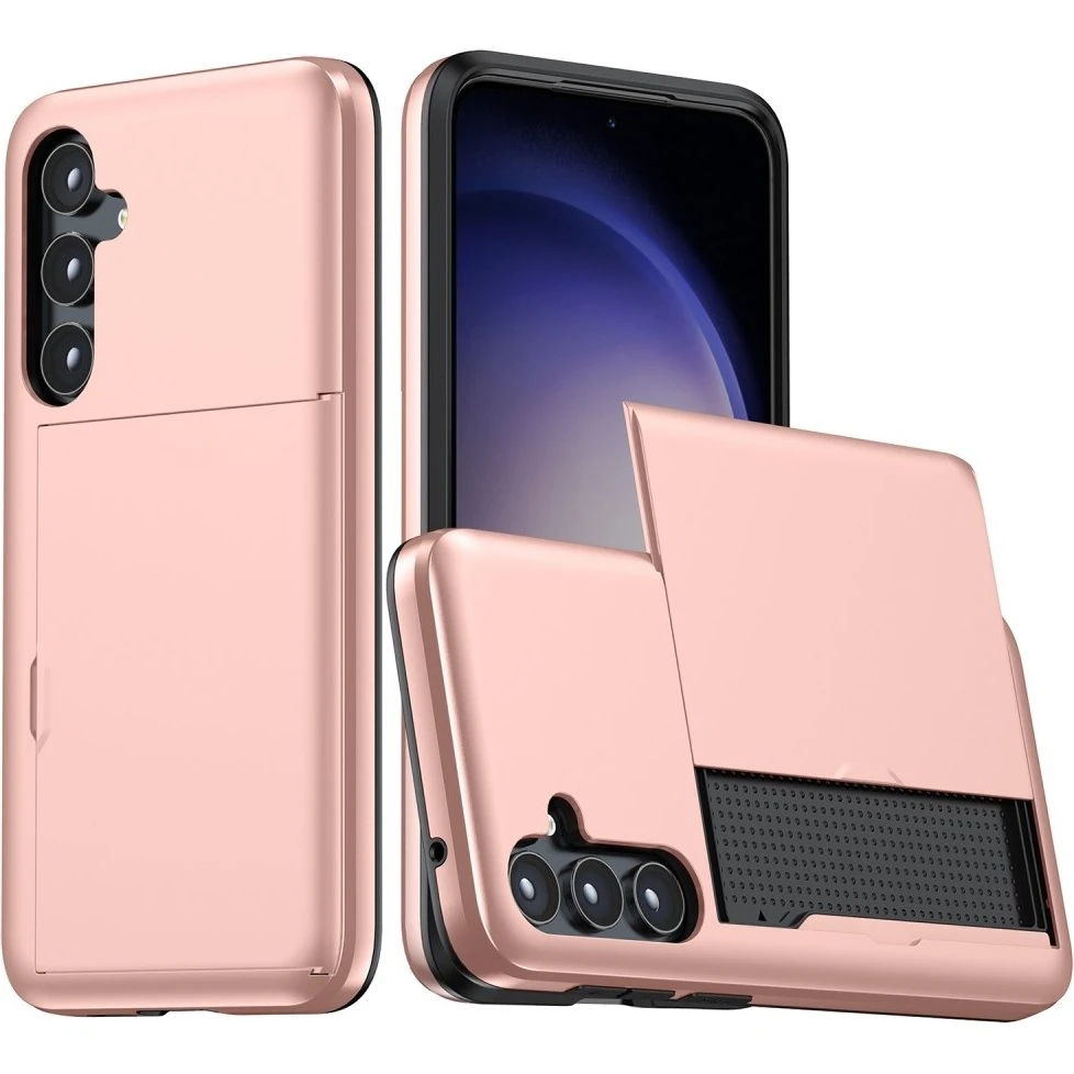 SKALO Samsung S25 Armor Kortholder Cover - Rosa guld